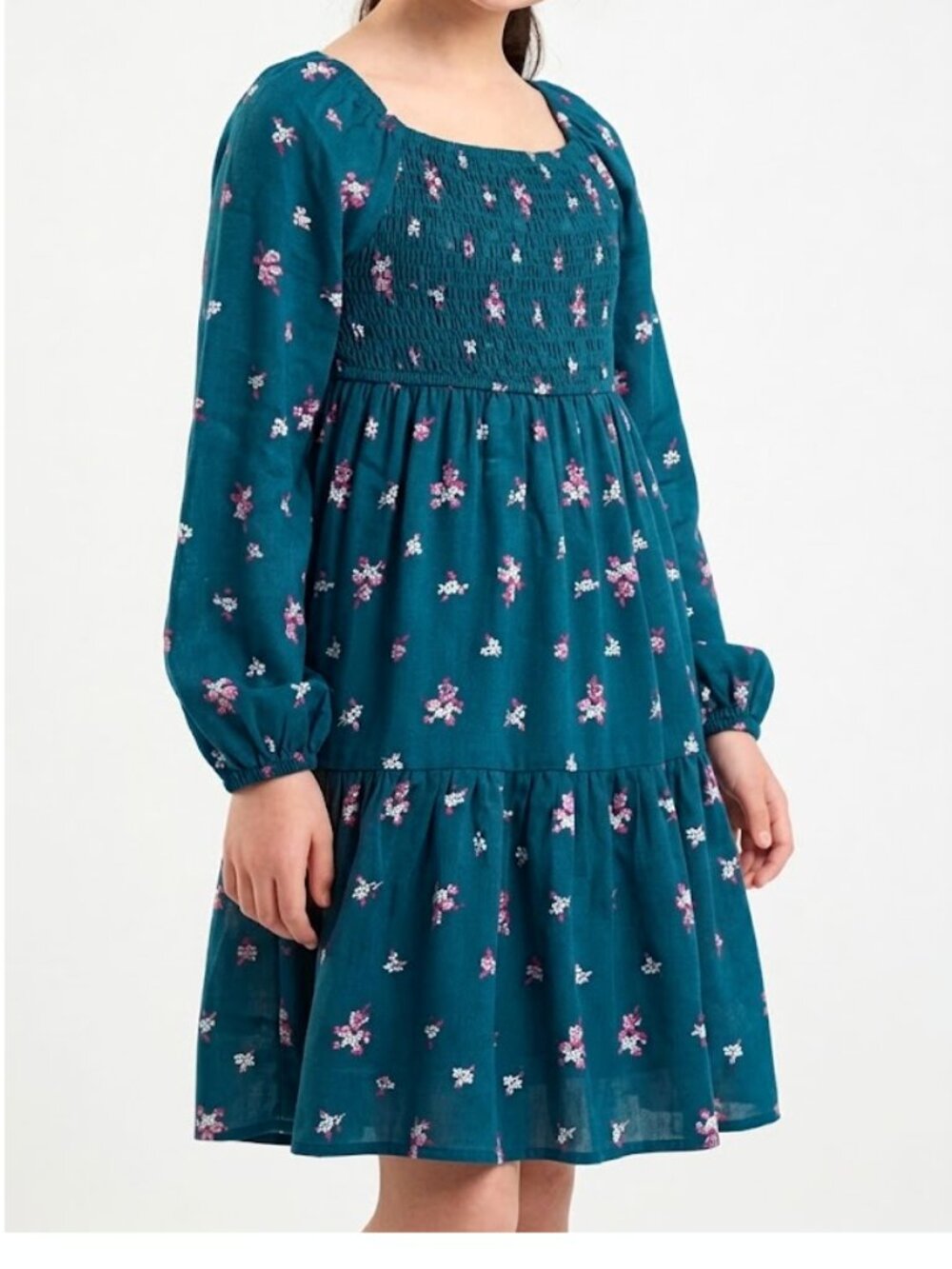Carters Girls Tiered Floral Smocked Long Sleeve Flowy Dress 7